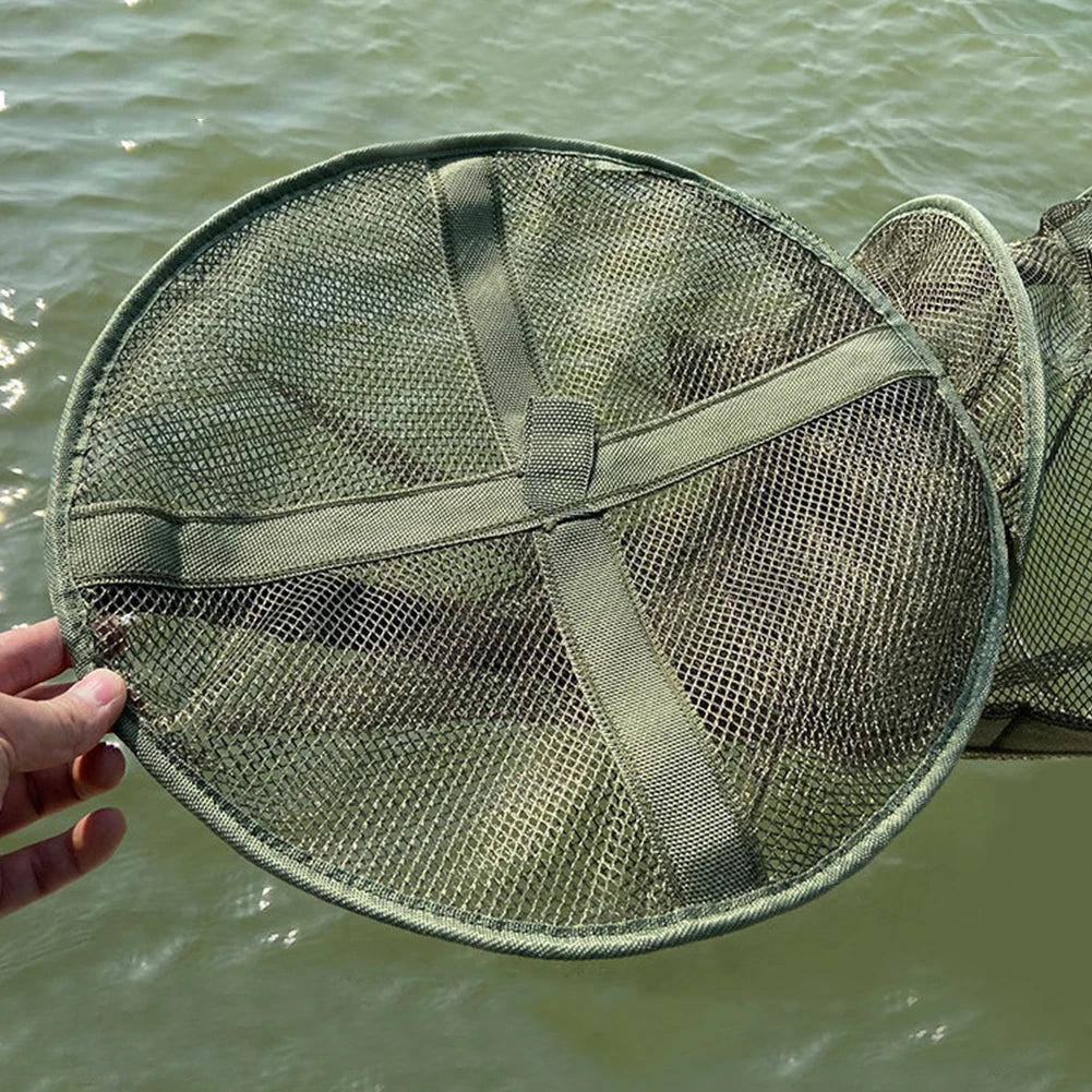 Mesh Fishing Cage Portable Fishing Net Round Collapsible Fish Trap Foldable Landing Net for Crab Fish
