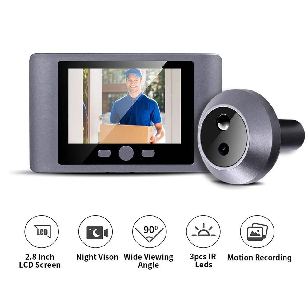 Mini Peephole Smart Wireless Door Viewer Camera IR Night Vision Front Door Peephole Camera 2.8 Inch Doorbell Door Camera 2000mAh