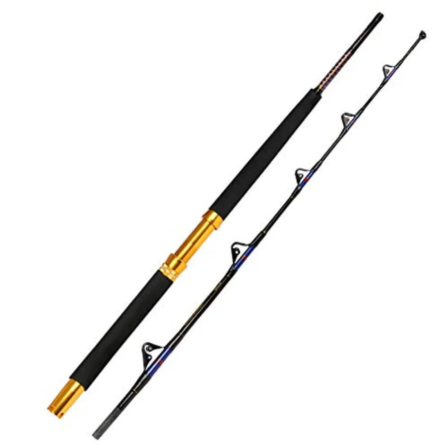 Saltwater Fishing Trolling Rod 1 Piece 2 Piece Heavy Roller Rod for Big Game Conventional Boat Fishing with Roller Guid