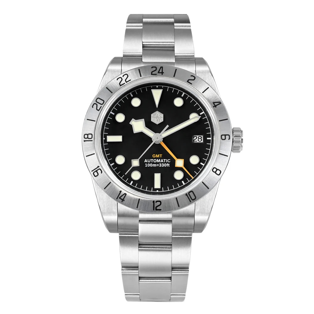 San Martin NH34 39mm BB GMT Luxury Men's Watches Business Dress Watch For Men Automatic Mechanical Sapphire Date Windows BGW9