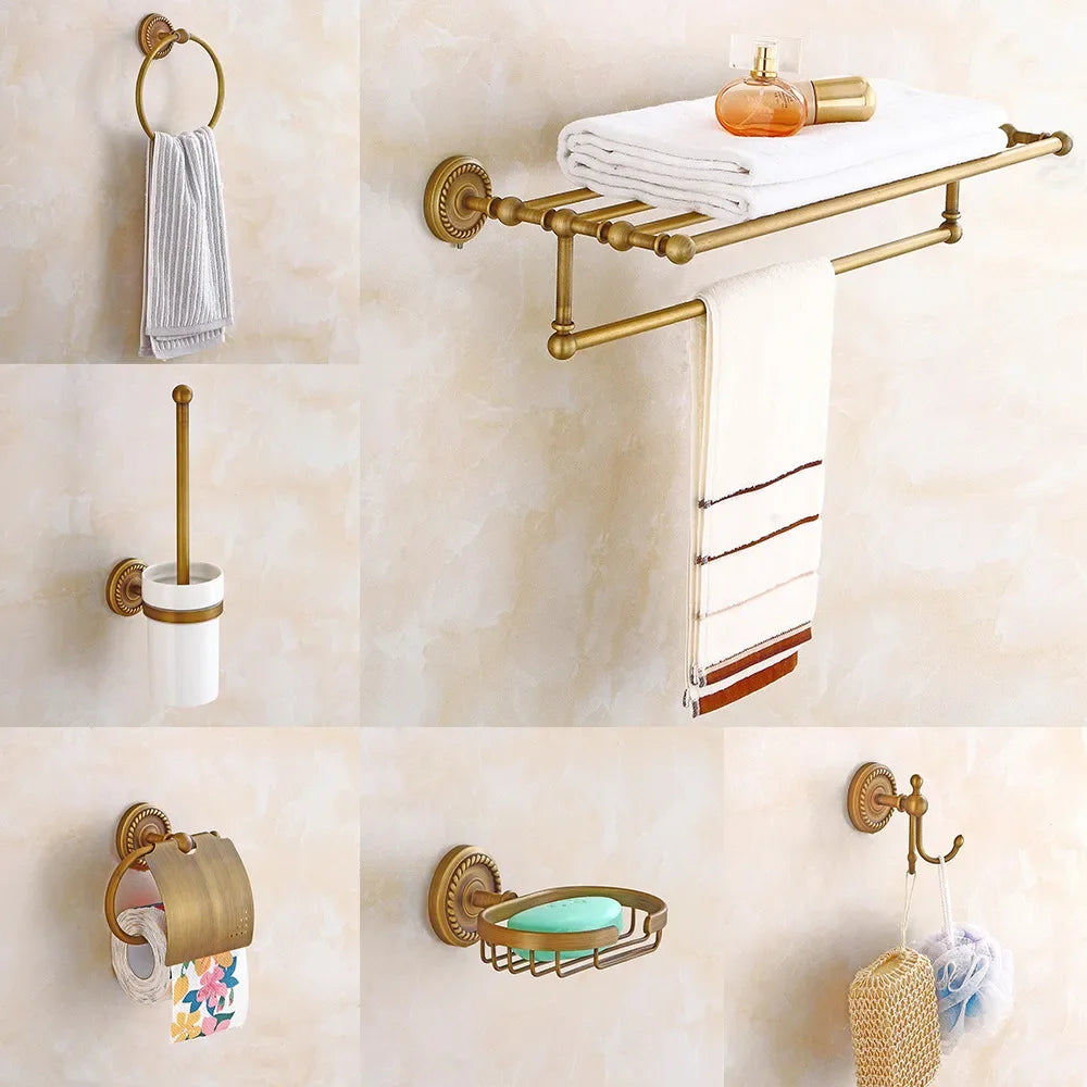 7PCS Luxury Bathroom Accessories Set - Modern Toilet Paper Holder, Soap Dispenser, Towel Rack, Brush Holder, Bathroom Decor