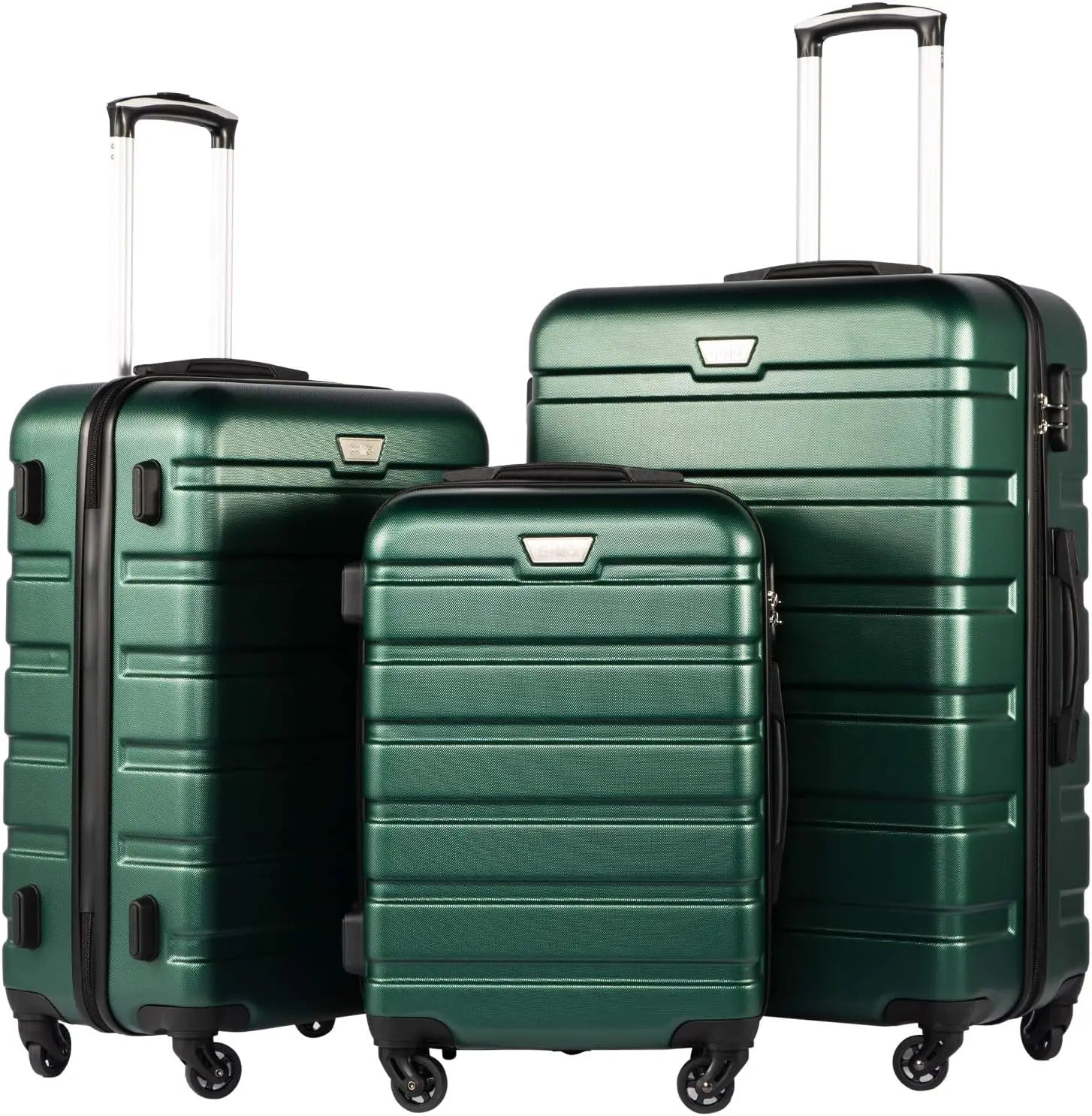 Coolife Luggage 3 Piece Set Suitcase Spinner Hardshell Lightweight TSA Lock (orange)