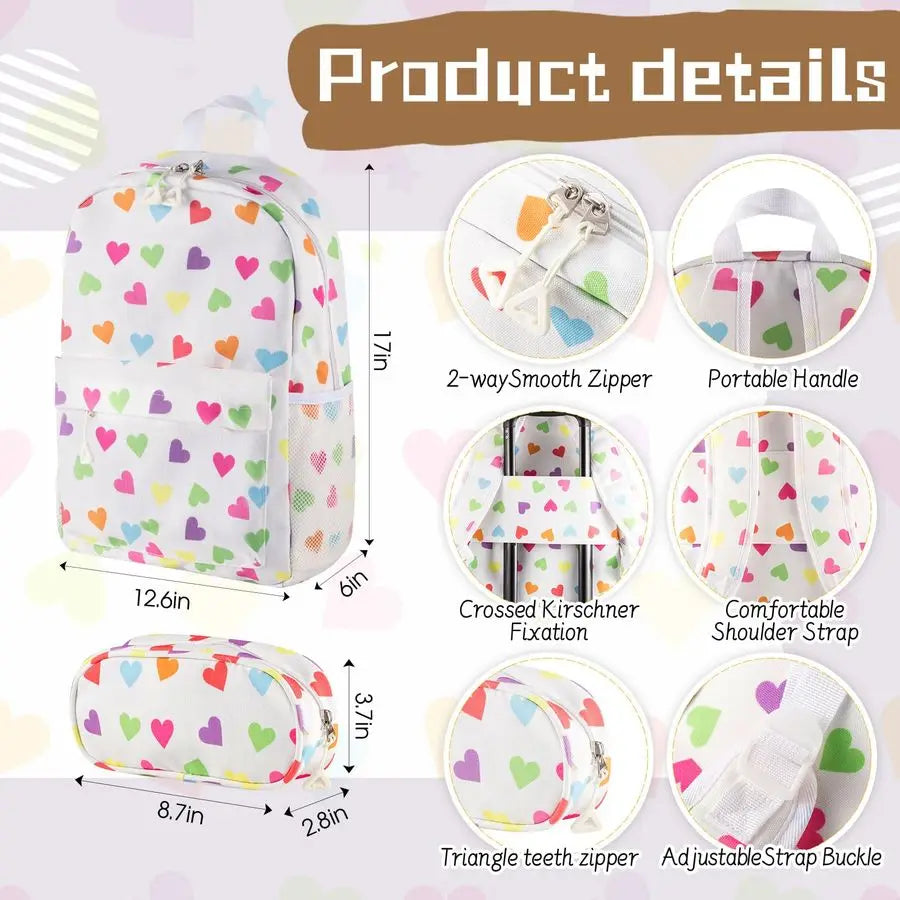 Pcs Kids Luggage Set Gifts for Christmas 17 Inch Kids Rolling Luggage Double Pattern Suitcase for Boys GirlsWhite,17 Inch,Love S