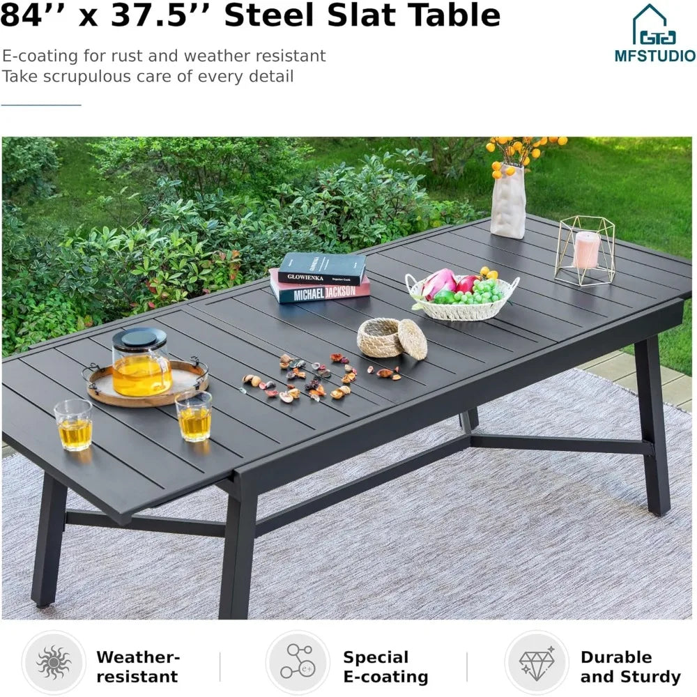 Patio Table and Chairs, Patio Dining Set for 8, Expandable Outdoor Table with Chairs, 9 Pieces Outdoor Rattan Dining, A
