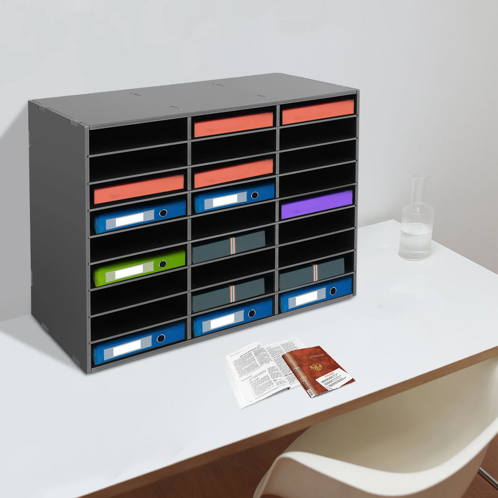 27 Compartment Pvc Document Storage Cabinet, Pvc Document Organizer, Desktop Paper Sorter for Home, School, And Office Use