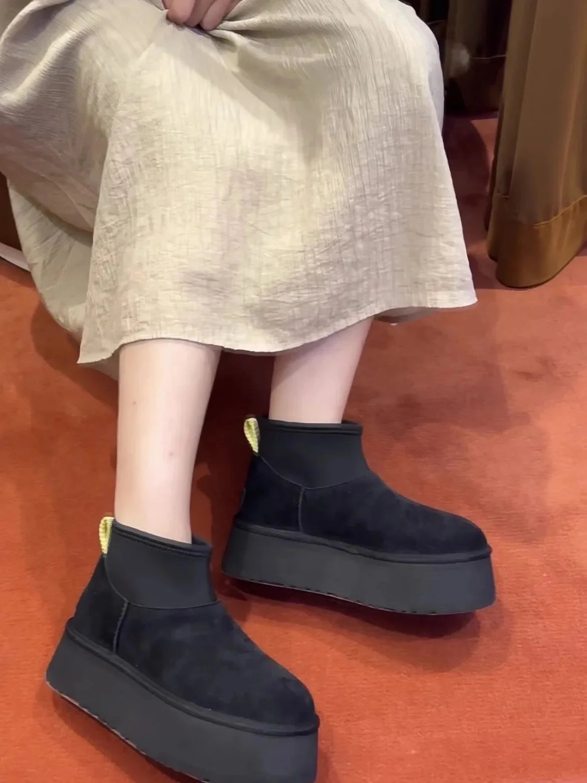 Women's Winter Thick Bottom Snow Boots 2025 New Style Warm Cotton Shoes Short Elastic Slim Booties with Fleece Inner