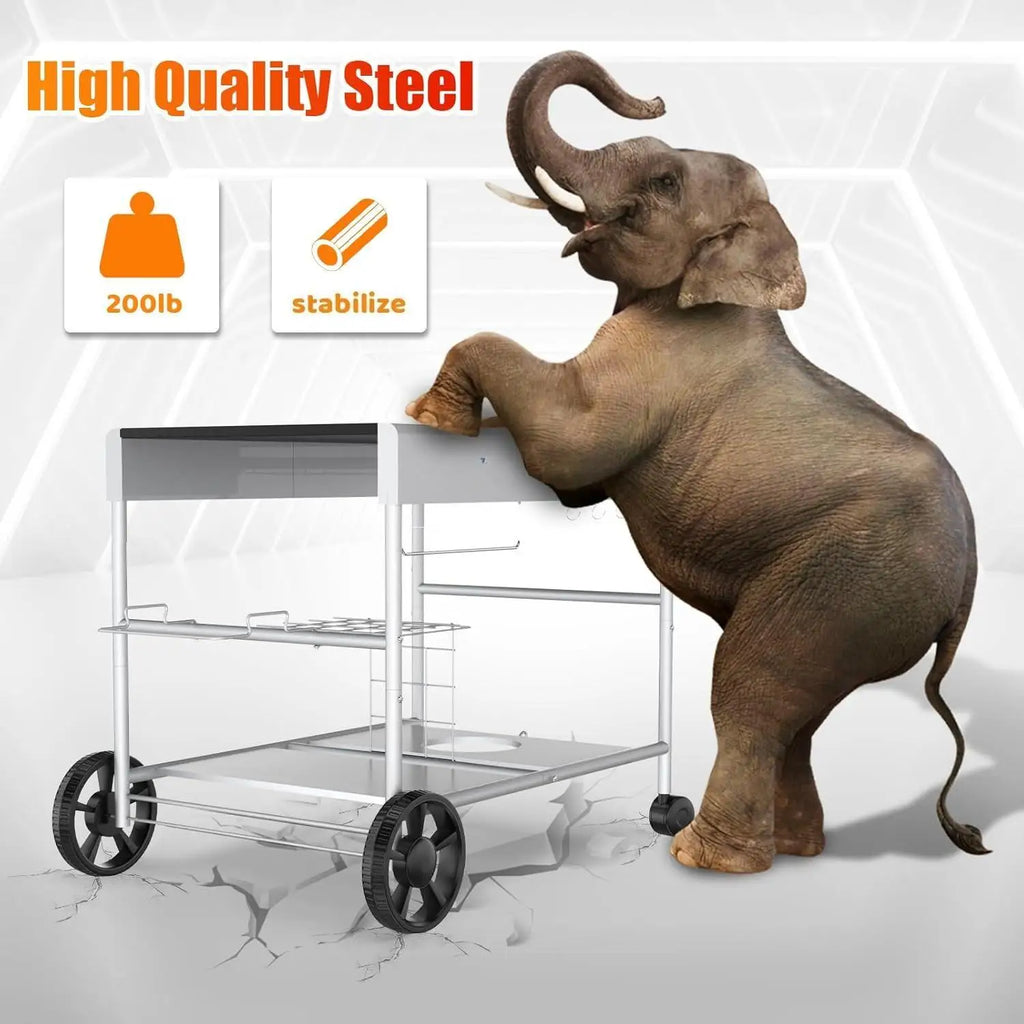 YOU_Pizza Oven Table Grill Cart with Pizza Topping Station Movable Food and Prep Workcart Outdoor Grill Table Stand for Ninja