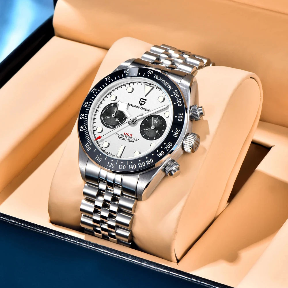 PAGANI DESIGN 2025 New BB Panda Men's Watches Retro Luxury Quartz Watch For Men Sport Chronograph Stainless steel Bracelet Watch