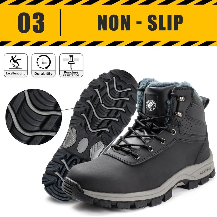 Winter Steel Toe Boots for Men Snow Work Boots Slip Resistant Safety Shoes Indestructible Industrial Construction Working Boots