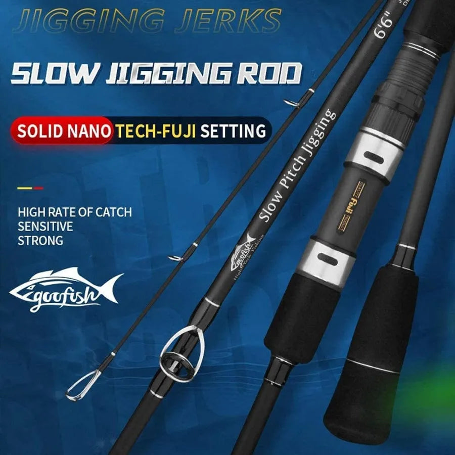 Solid Nano Tech Blank Series Matte Black Fuji Setting Size 6'6 Saltwater Slow Pitch Jigging Rod for Deep Sea Fishing Ap