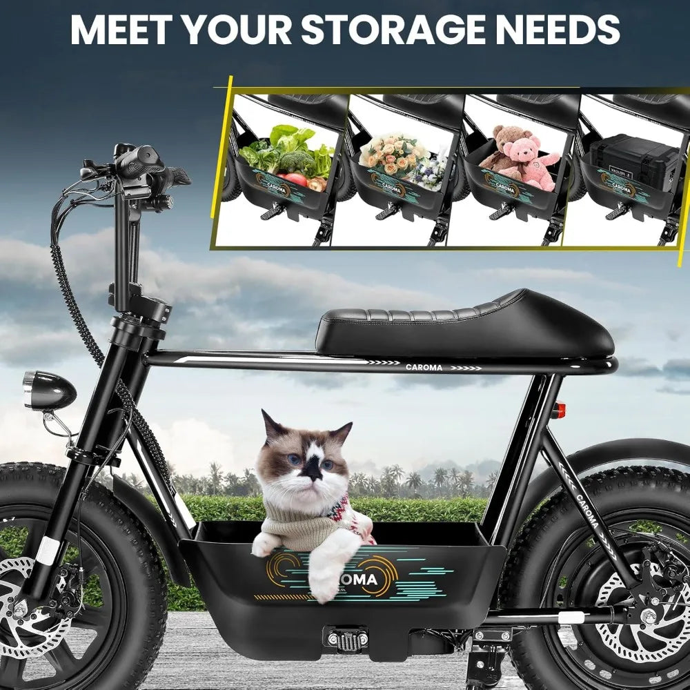 Peak 1200W Electric Scooter with Seat,16 * 3" Fat Tire Ebike for All-Terrain,Max 30 Miles & 20MPH Electric Moped