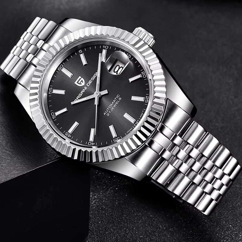 PAGANI DESIGN Mechanical Watch Men Top Brand Sapphire Automatic Watch Stainless Steel 100M Waterproof Men Watch Gift RelojHombre