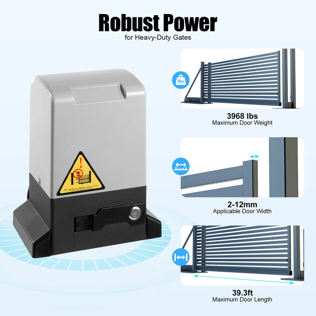 Automatic Sliding Gate Opener, Sliding Gate Opener Pure Copper Motor AC 110V 1400rpm,750W Remote Door Opener,for Schools, Farms