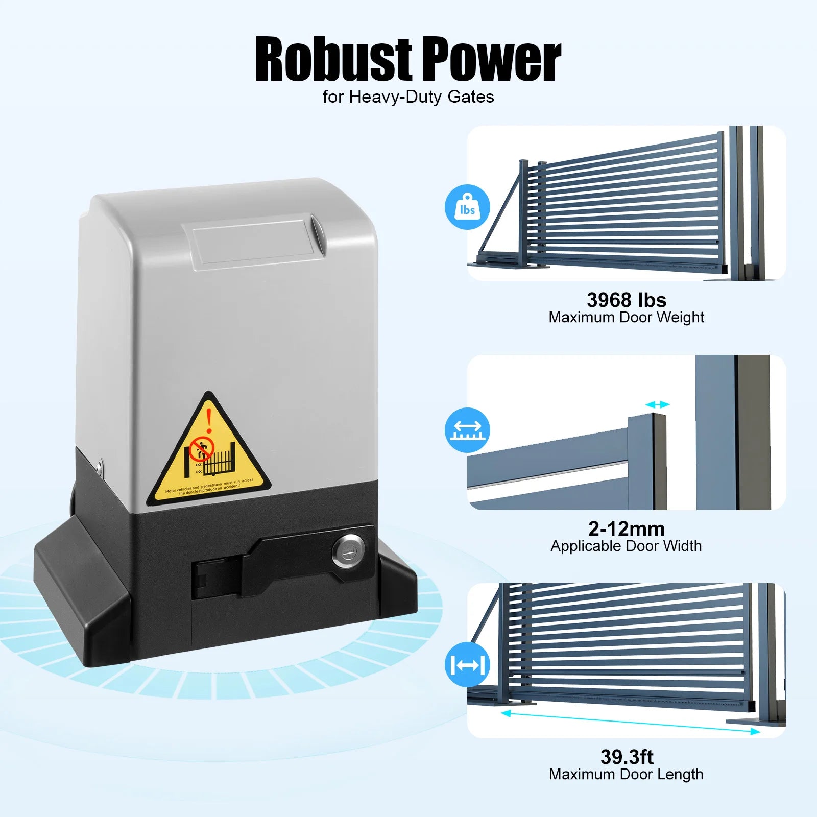 Automatic Sliding Gate Opener, Sliding Gate Opener Pure Copper Motor AC 110V 1400rpm,750W Remote Door Opener,for Schools, Farms