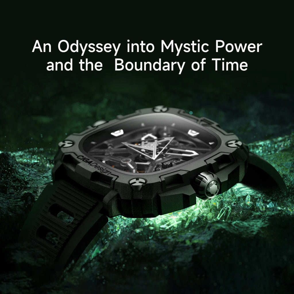 CIGA Design Skeleton Watches Luminous Automatic Movement 2024 Series X Eye Of Horus Fashion Male Black Mechanical Wrist Watch