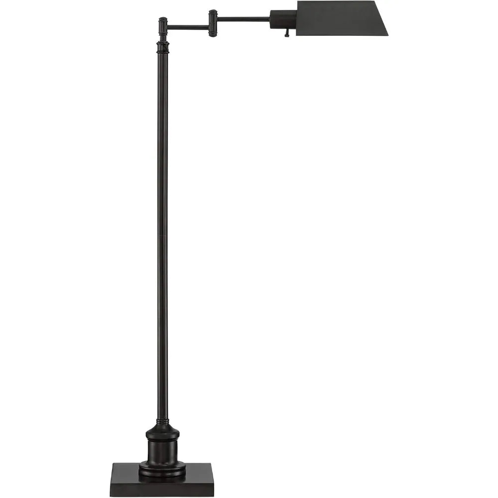 Adjustable Traditional Farmhouse Pharmacy Floor Lamp with Swing Arm, 54 Tall, Dark Bronze Metal Base, Bright Illumination