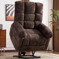 Oversized Lift Recliner Chair with Massage & Heat, 26' Wide, Chenille Electric Recliner with USB Port, Coffee