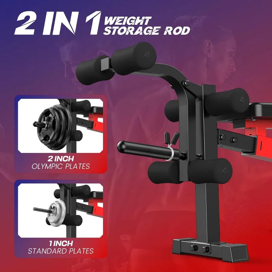 900 LBS Weight Bench Set with Squat Rack and Adjustable Bench Press for Home Gym Featuring Leg Extension and Leg Curl Foldable