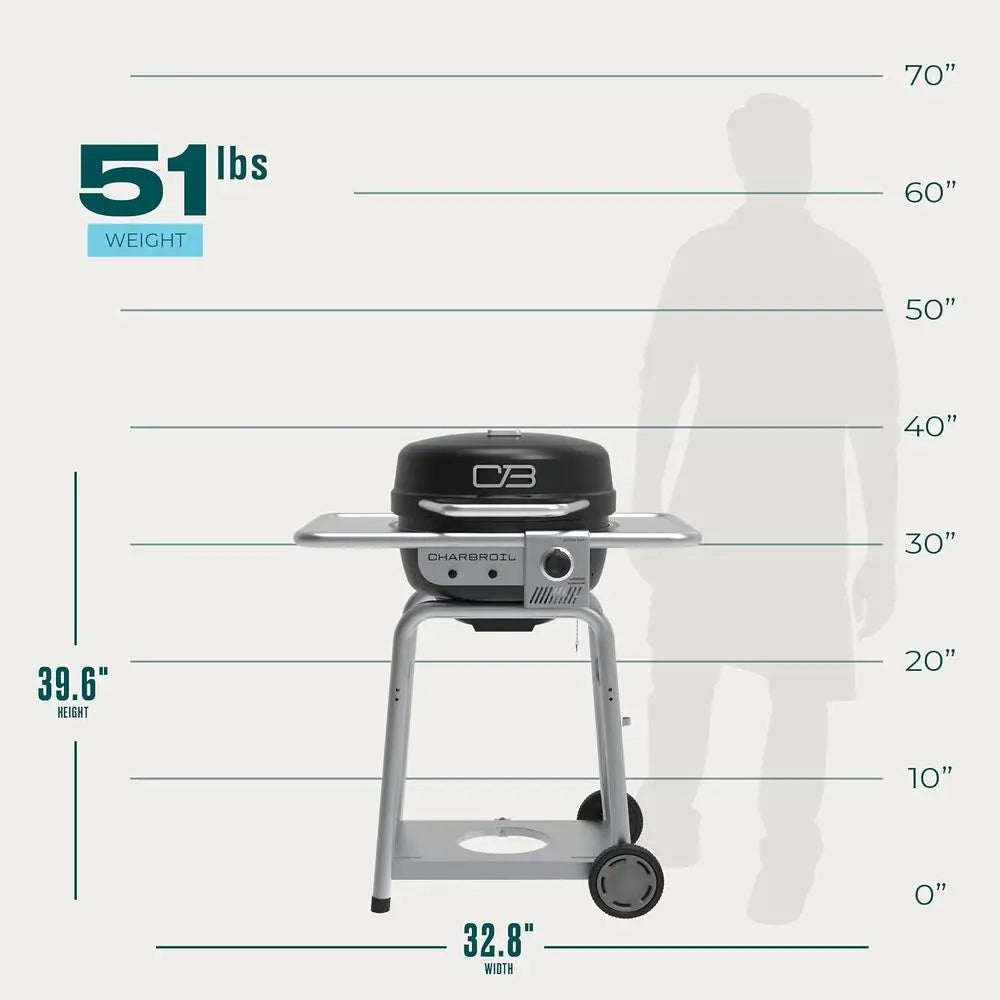 Charbroil Bistro Pro Gas Grill or Small Spaces and Patios, Black - 25302161