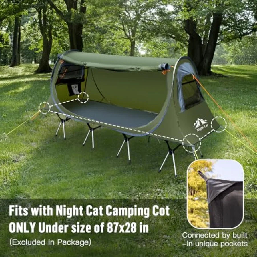 Popup Camping Tent: 1 Person Tent Waterproof Instant Easy Setup Tunnel Tent Fits with Camping Cot Excluded