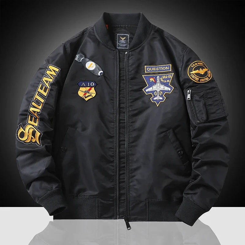 MA-1 American overalls pilot jacket Men's autumn and winter thickened Baseball uniform Trendy coat Men's military fan jacket Men