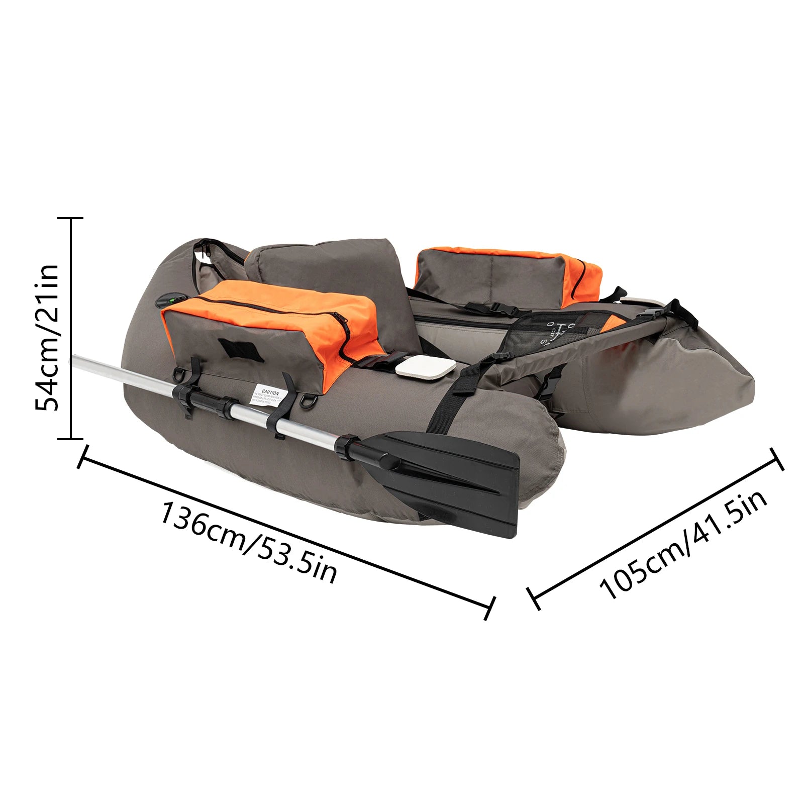 Gray Outdoor Fishing Boat Inflatable Boat Raft with Pump Adjustable Backrest 130kg/286.6lbs Load