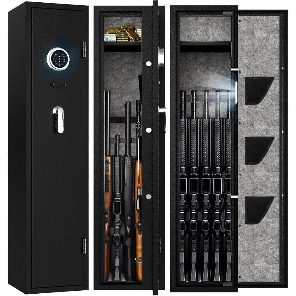 Secure Digital Keypad Rifle and Pistol Safe with LED Light and Removable Shelves