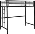 Twin Metal Loft Bed Frame, Space-Saving Design for Kids, Adults, and Teens, Black