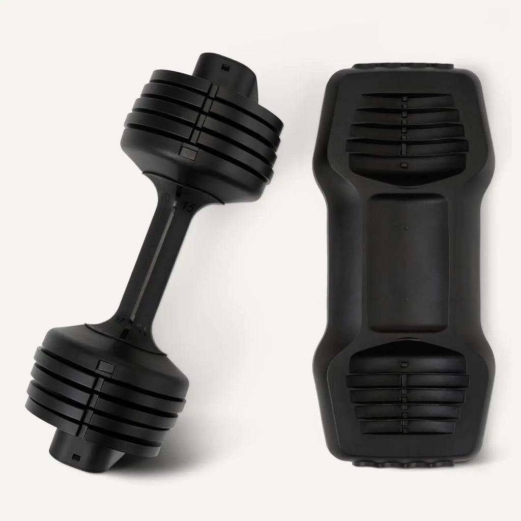 Adjustable Dumbbell 25lb with 5 Weight Options, Anti-Drop Design & Space-Saving Tray