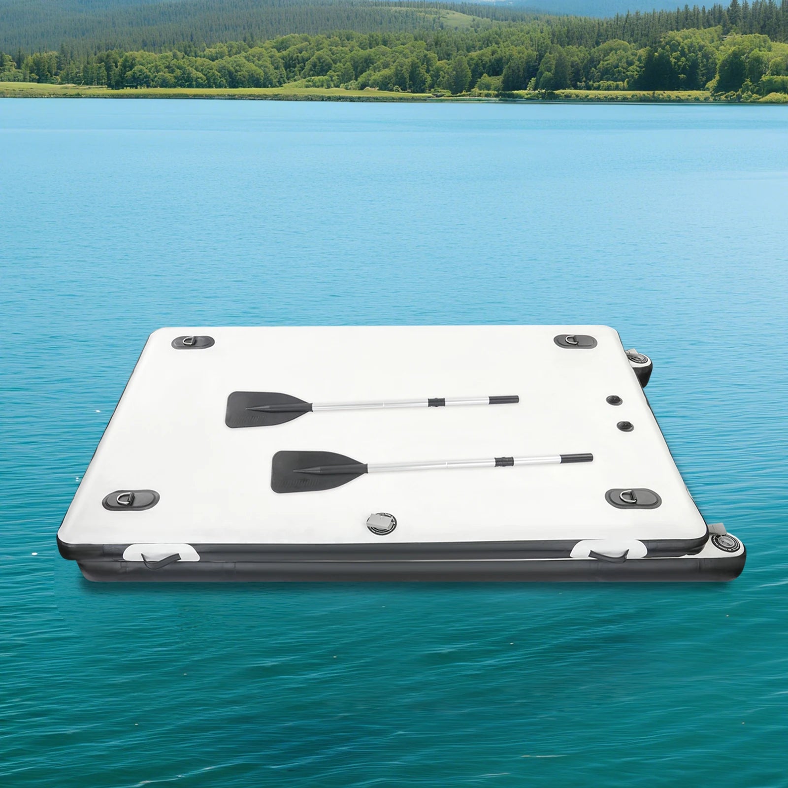 PVC Portable Fishing Boat Inflatable Boat Multi Person Inflatable Swimming Dock 400kg Load Capacity for Amping/Family Bonding