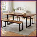 63" Modern Dining Table Set with 2 Benches for 4-6 Persons, Thickened MDF Wooden Kitchen Table and Chairs
