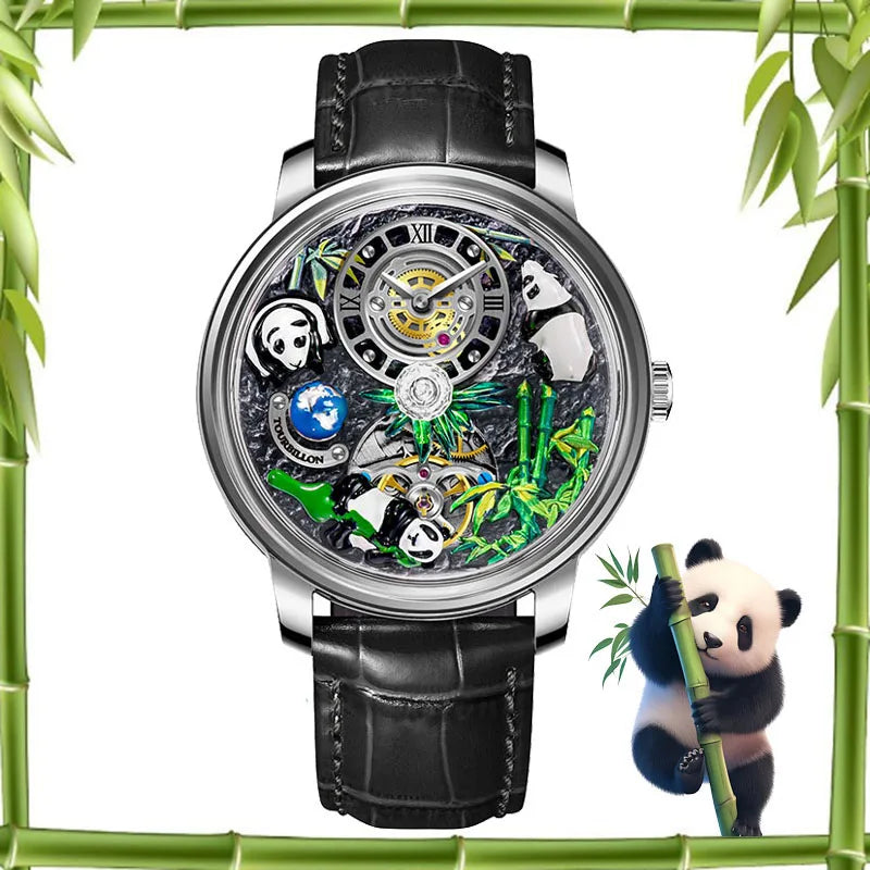 PINDU New Men Wristwatches Top Brand Luxury Mechanical Watch Panda Paradise Watch Men Stainless Steel Waterproof M2791B Movement