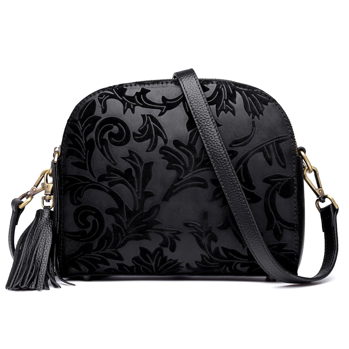 purses for women crossbody bag,real leather handbags for women,Tassel Decoration Over The Shoulder Bag,Vintage floral texture
