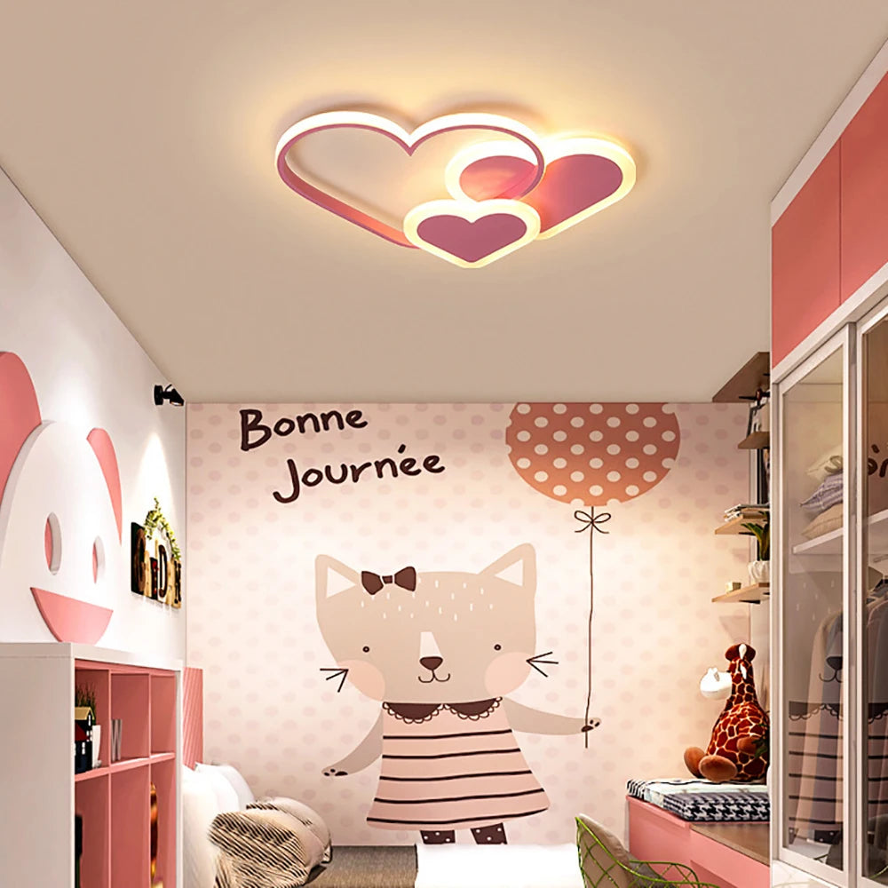 LED Ceiling Spotlight Heart Shaped Light Girl Lamp For Children Room  W/Remote Average Life 30000 Hours
