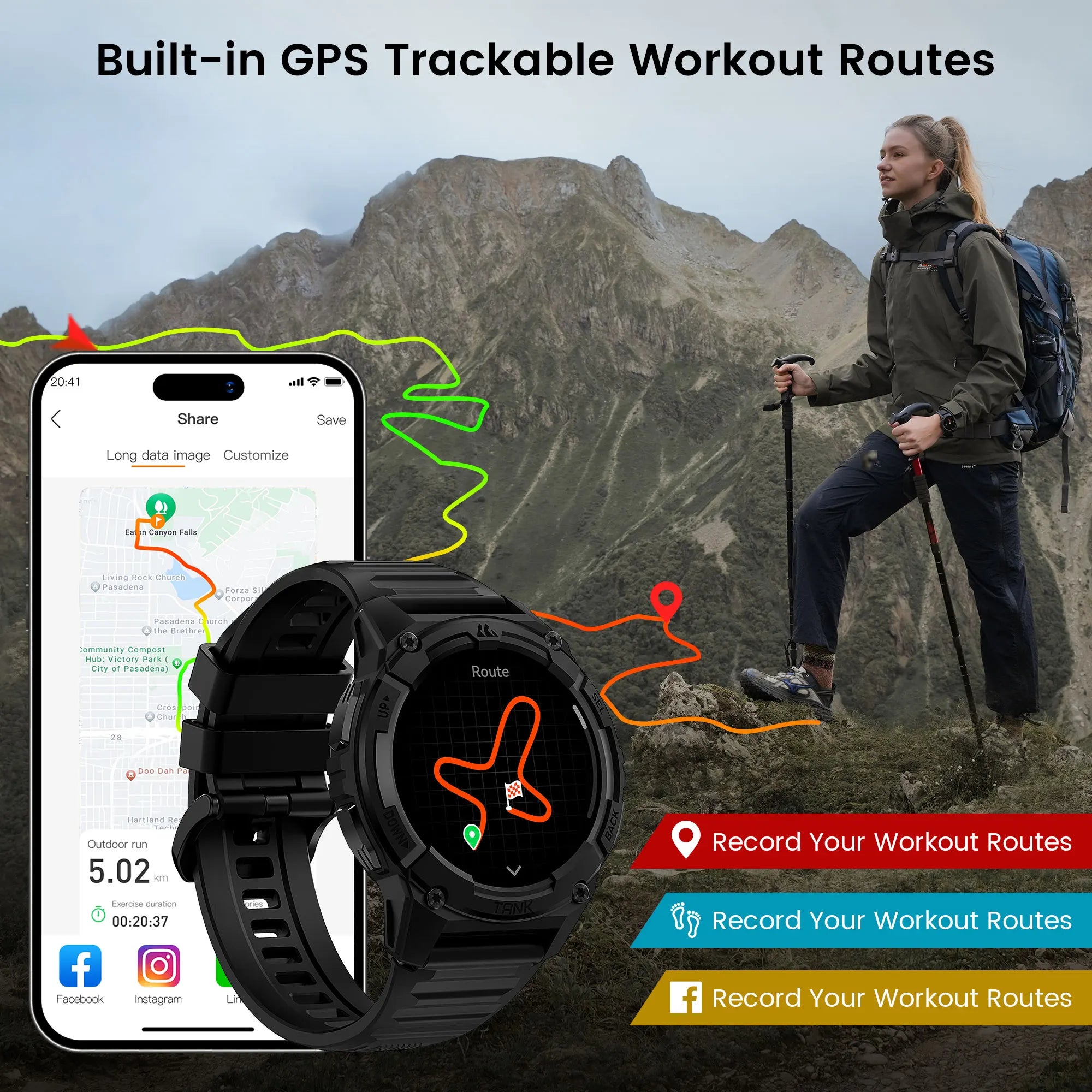 KOSPET TANK S2 GPS Smart Watches For Women Altimeter Barometer Compass Bluetooth Call AMOLED IP69K Waterproof Digital Smartwatch