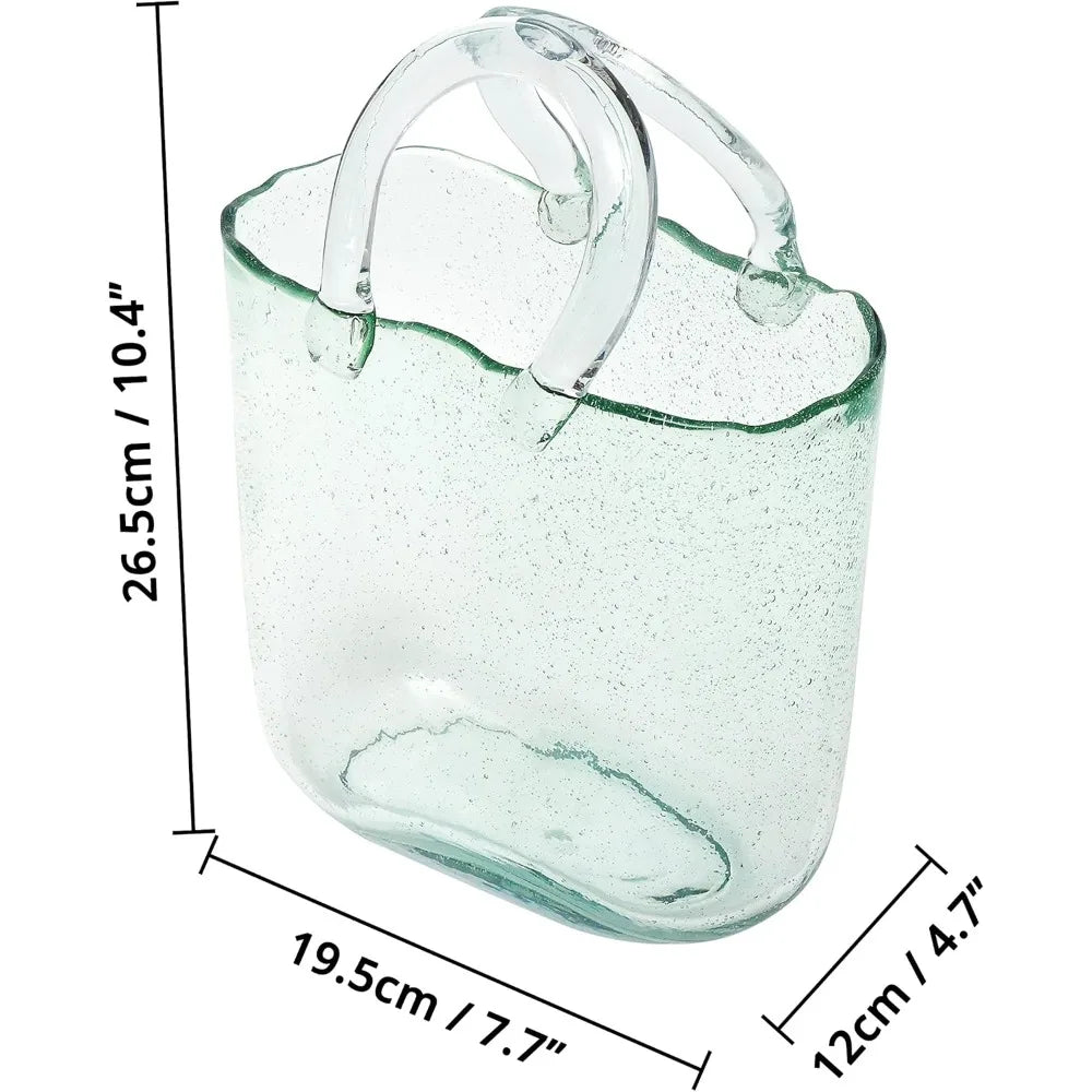 Elegant Clear Glass Bag-Shaped Vase for Home Décor, Perfect for Displaying Flowers, Fruits, and Candies