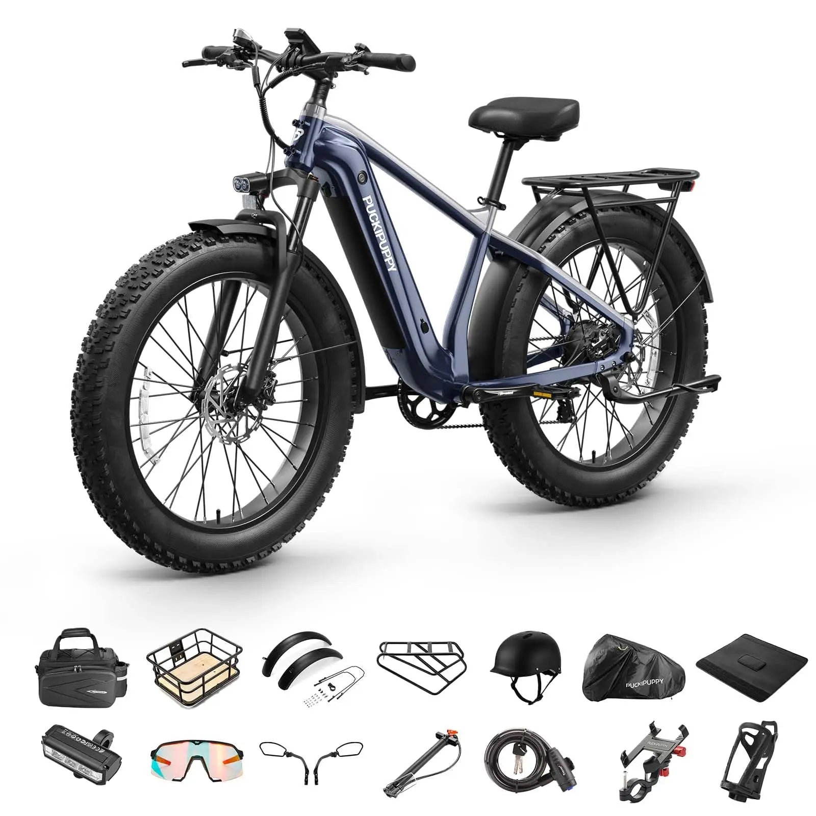PUCKIPUPPY Beagle II Electric Bike 26"Fat Tire 80Miles Range Electric Mountain Bike 960W 48V 15AH Ebike With 2-Year Warranty