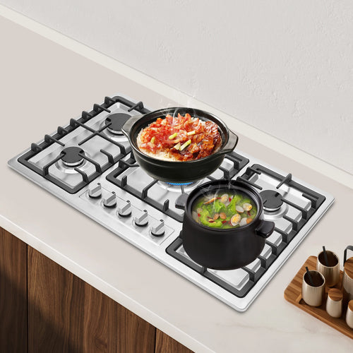 5 Burner Built-in Gas Cooktop 3.3KW NG Gas Stove Stainless Steel Gas Hob for Home Commercial Kitchen