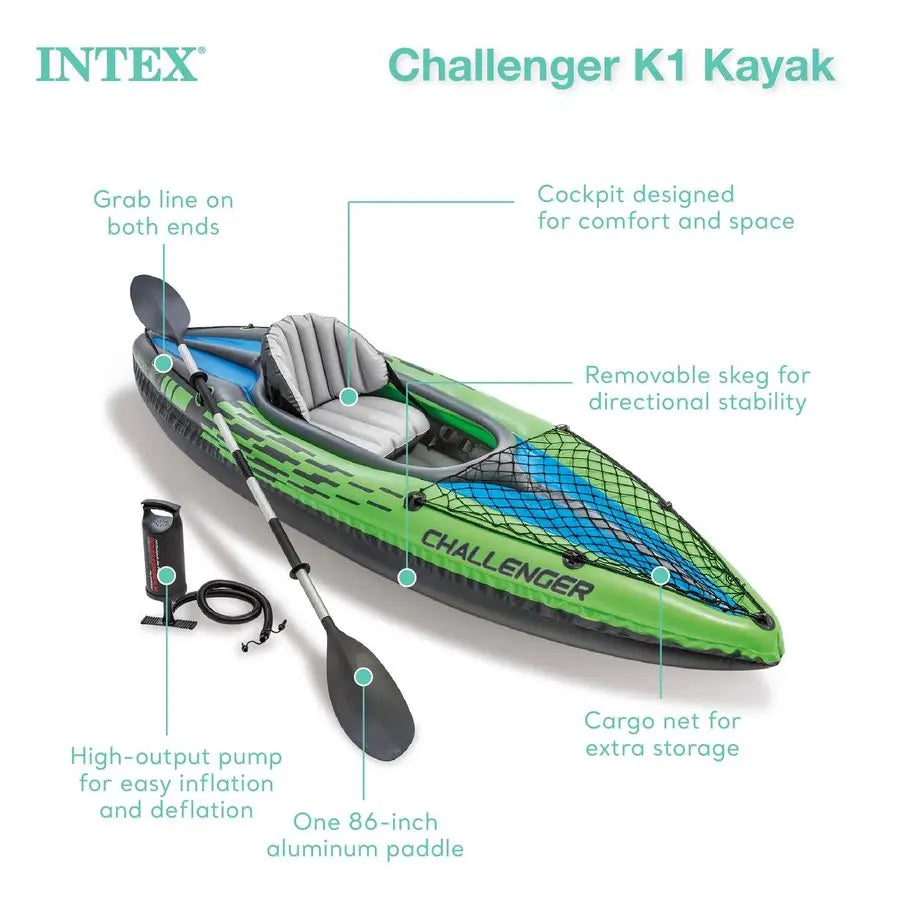 Challenger Inflatable Kayak Series Includes Deluxe 86in Kayak Paddles and HighOutput Pump SuperStrong PVC Adjustable Seat with