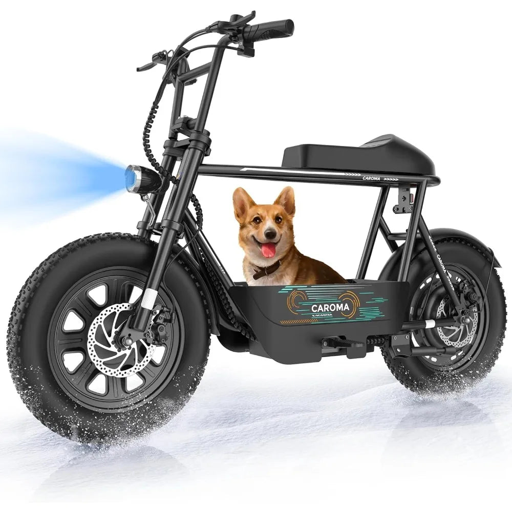 Peak 800W/1200W Electric Scooter with Seat, 16"All Terrain Fat Tire Electric Dirt Bike,Max 30Miles Ranges, op Speed 20Mph