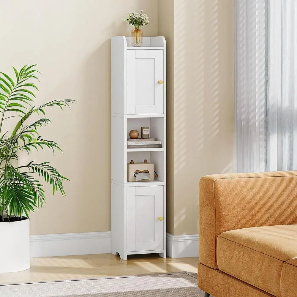 Slim Bathroom Storage Cabinet, Narrow Cabinet with 2 Doors, Small Bathroom Organizers and Storage, Laundry Room Organization or