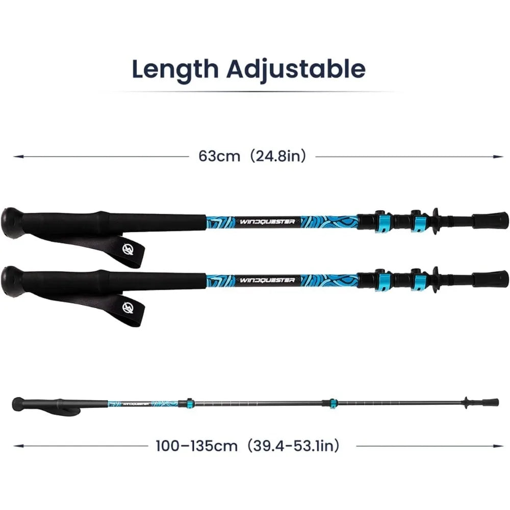 Fiber Trekking Poles– Adjustable Lightweight Hiking Poles with Quick Lock,Compact for Backpacking, Camping & Travel Glacial Wave