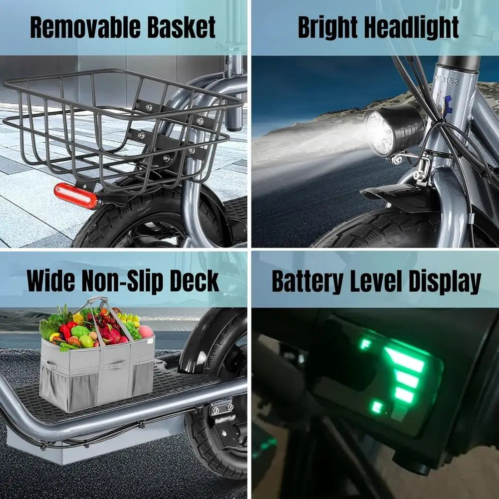 14 Tire Foldable Electric Scooter 1200W/800W/500W, 30 Miles Range, 20MPH, 300lbs Load, Dual Brake System，Customized