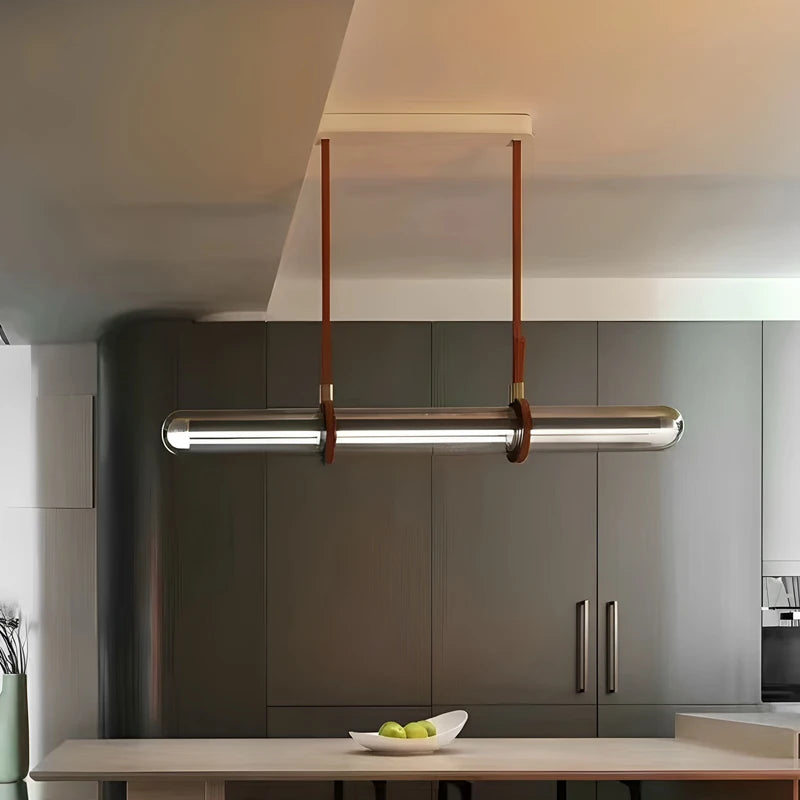 Modern Minimalist Leather Glass Designer Luxury Long Pendant Light Led For Dining Room Bar Kitchen Home Decor Lamparas Lustres
