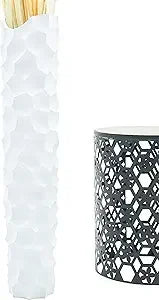 Large Silver Tall Wooden Floor Vase - 26 Inch Farmhouse Style Decorative Holder for Artificial Flowers and Pampas Grass