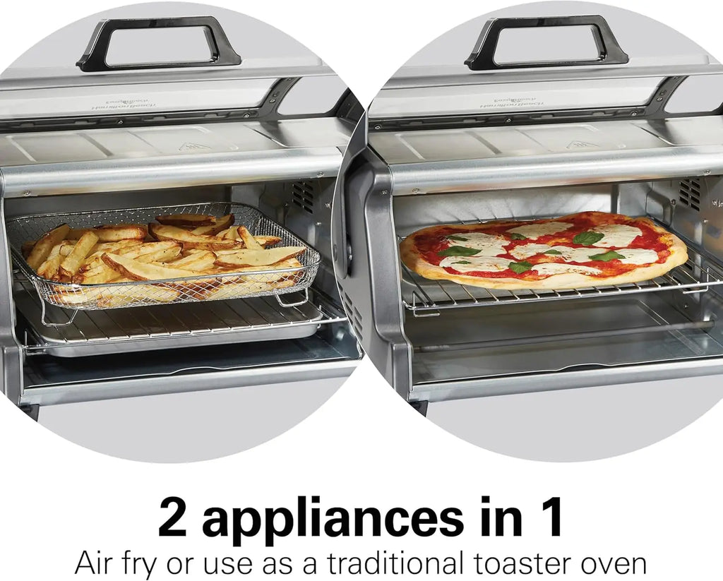 Large Capacity Air Fryer Toaster Oven Combo with 4 Functions, Fits 6 Slices or 12" Pizza, Stainless Steel
