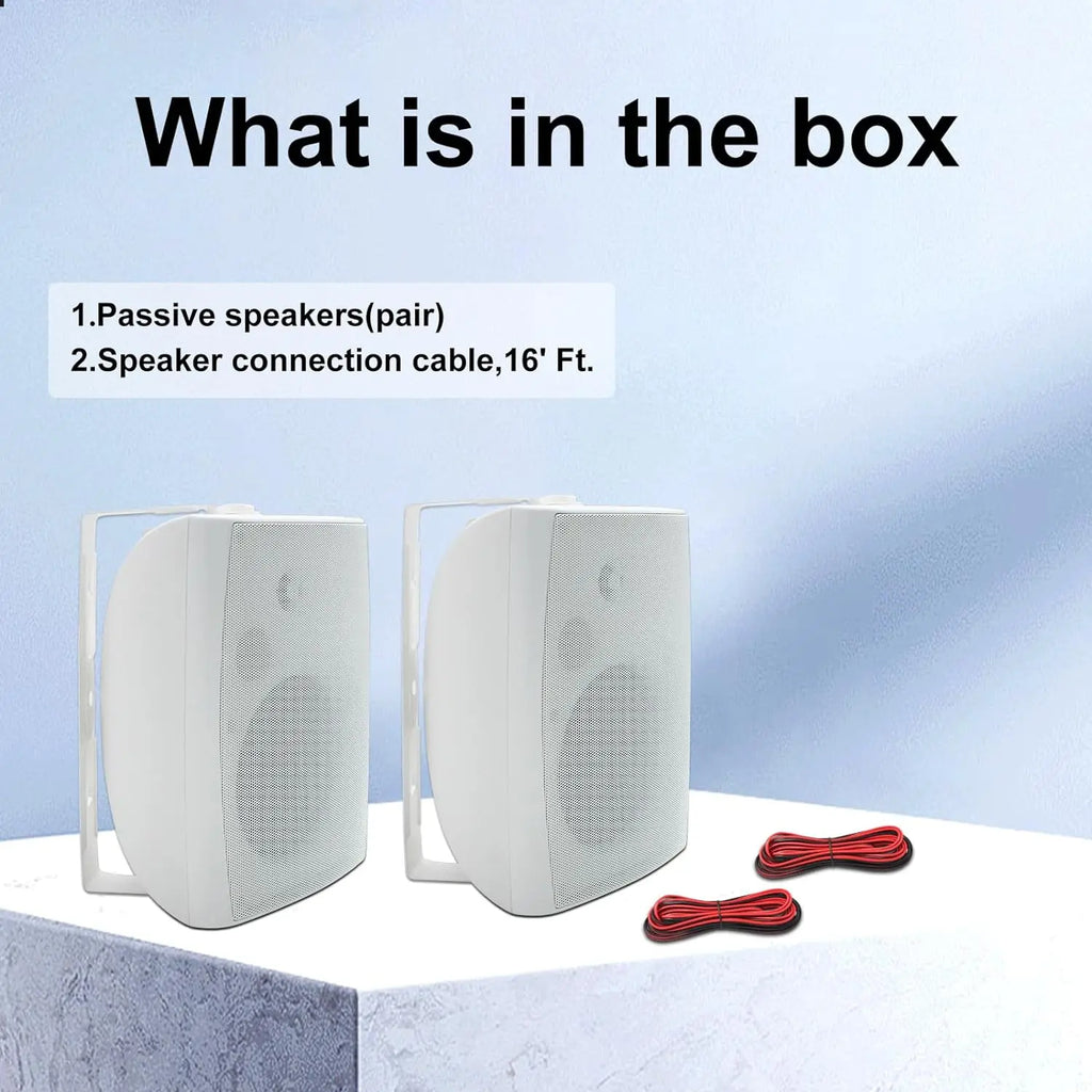 Herdio 6.5 Inch 400W Outdoor Passive Speakers Wall Mount Speakers Wired Waterproof With Powerful Bass For Patio Garden Poolside
