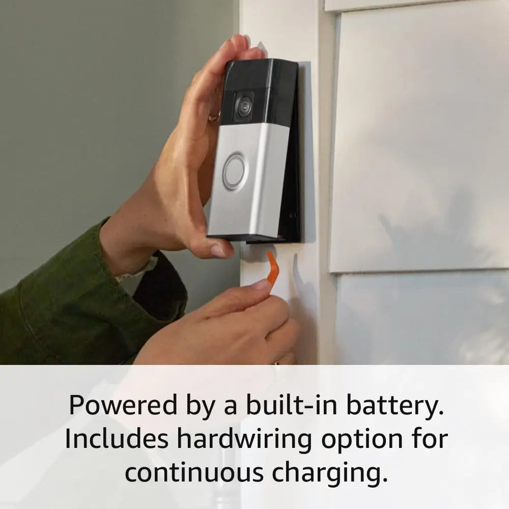 Smart Video Doorbell with Battery, Two-Way Talk, Motion Alerts for Home Security in Satin Nickel