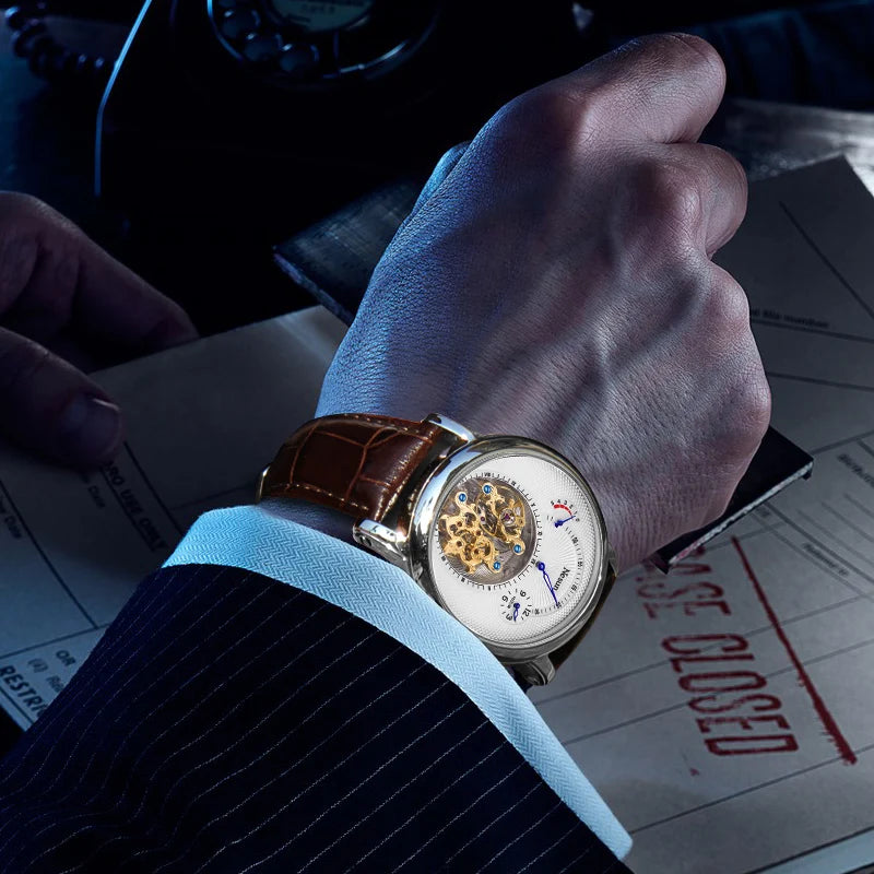 NESUN automatic mechanical men's watch, multi-functional luminous stainless steel classic business men's watch
