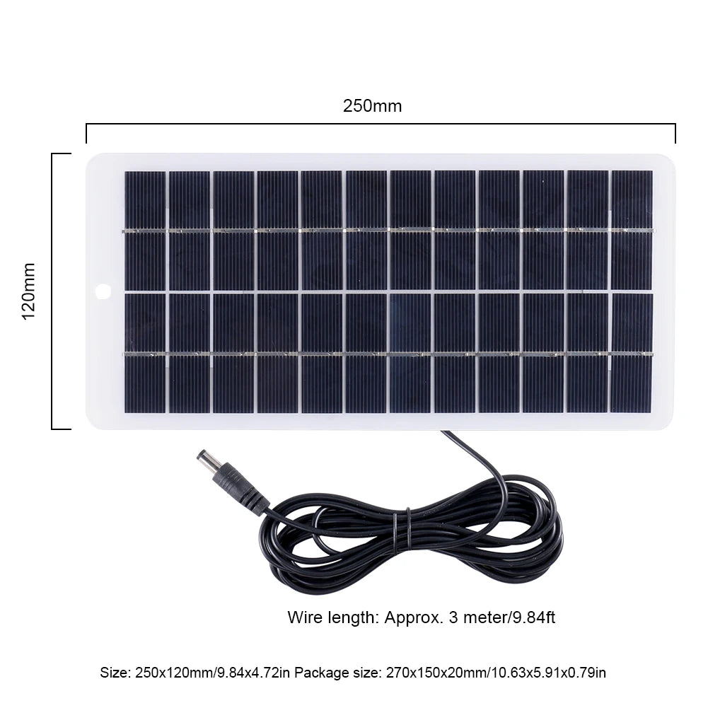 12V Solar Panel Polysilicon 10W Solar Power Bank with DC Port Carabiner Emergency Solar Panel for Monitoring Camera/Mobile Phone